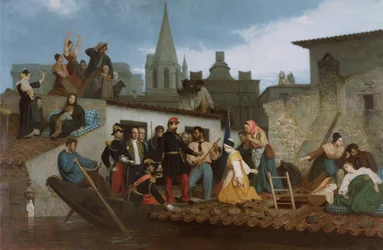 Napoléon III visitant les victimes des inondations de Tarascon